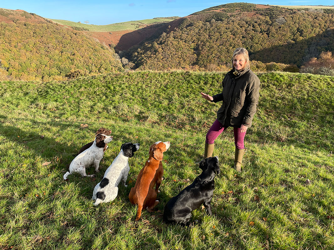 Jacqui Skelton-Norrish, K9 Dog Trainer, With her 5 spaniels