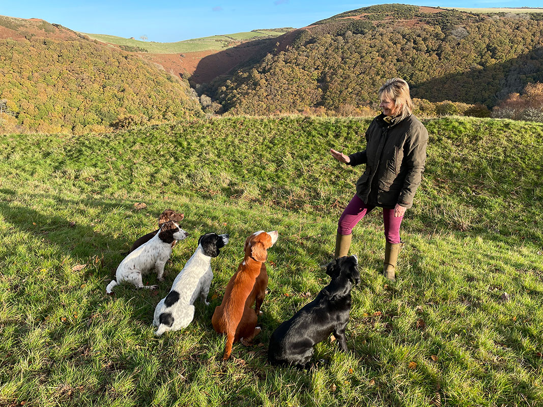 Jacqui Skelton-Norrish demonstrating training technique with her dogs, K9 Dog Training